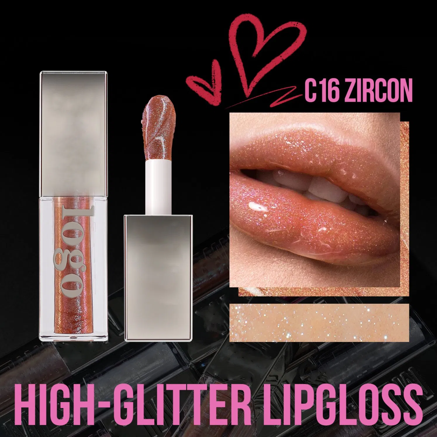 Makeup Vendor Professional Custom Shiny Finish Water-Light Glossy Glitter Lip Plumper Gloss