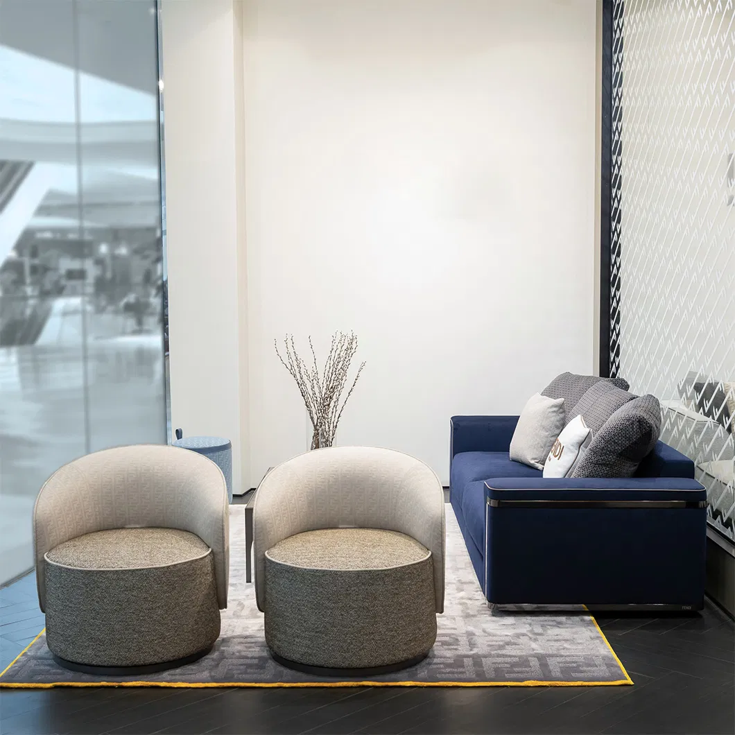 Luxury Design Plush Velvet Armrests Textured Fabric Seats Round Contour Chair for Relaxation Spaces