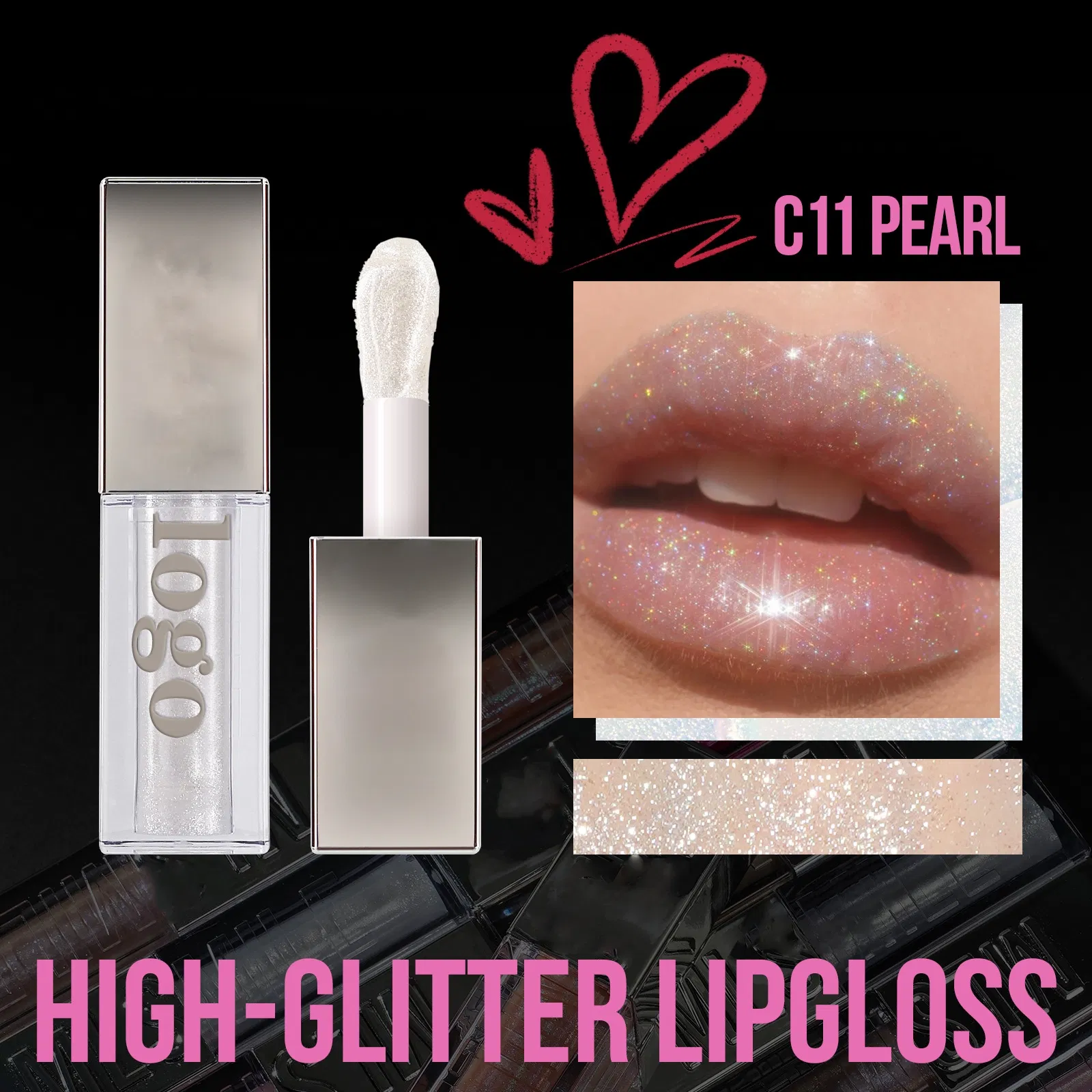 Makeup Vendor Professional Custom Shiny Finish Water-Light Glossy Glitter Lip Plumper Gloss