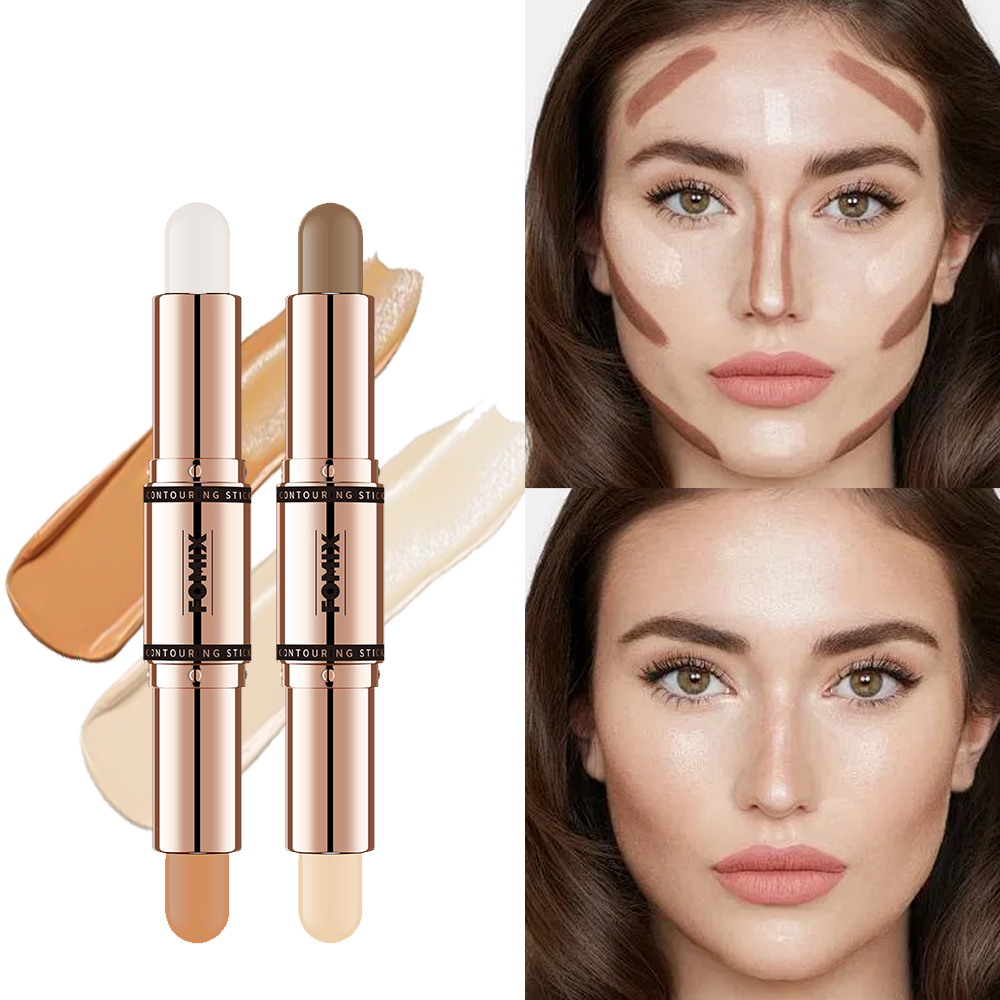 FOMIX 2 in 1 Dual Purpose Brightening Highlighter Stick Matte Contouring Nasal Side Shadow Contour Stick