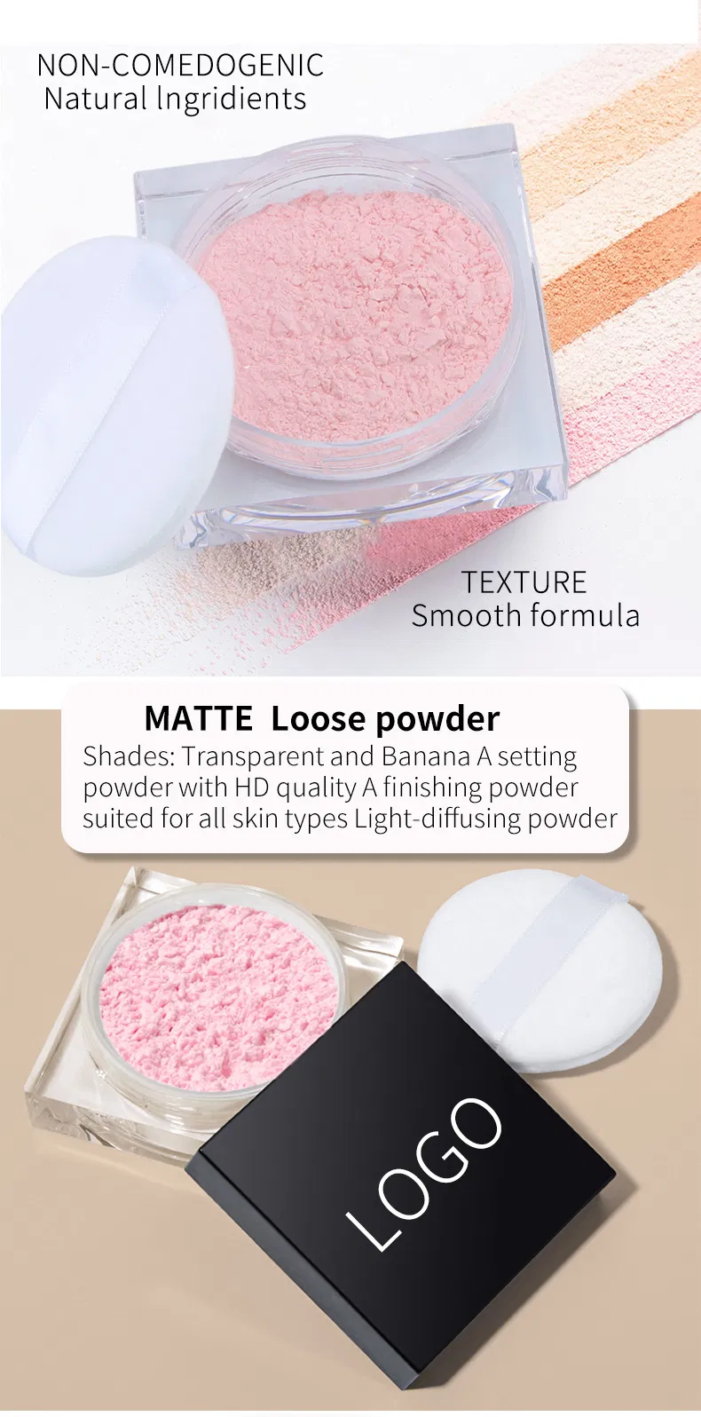Private Label Vegan Makeup Cosmetic Oil-Control Transparent Powder Loose Setting Powder