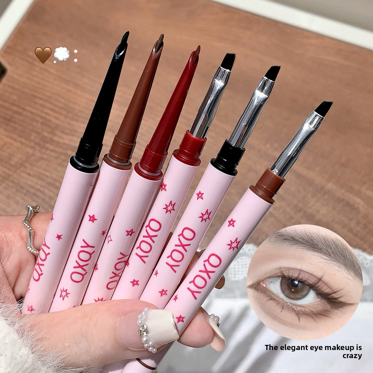 QXQY Double-Headed Gel Eyeliner Pen for Women Waterproof Sweat-Proof Long-Lasting Makeup Application Silkworm Natural Smooth