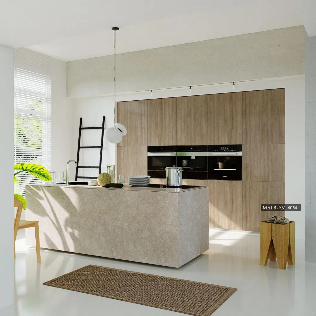 Custom Kitchen Cabinets Made From Chipboard with Melamine Finish in Modern Style Featuring Matte Effect and Environmentally Friendly Materials