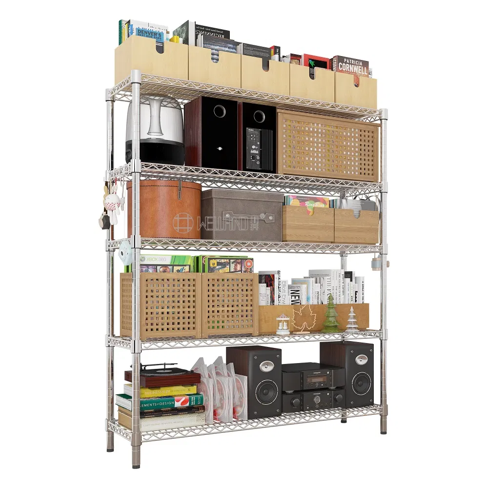 Metropolitan Storage Furniture Fastener Chrome Metal Wire Shelving Systems or Office or Library