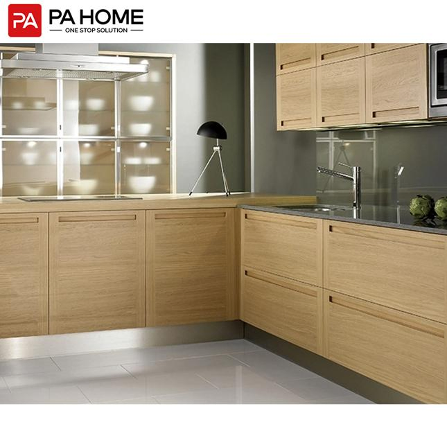 Wholesale Modern Wood Finished L Shaped Kitchen Cabinet Unit