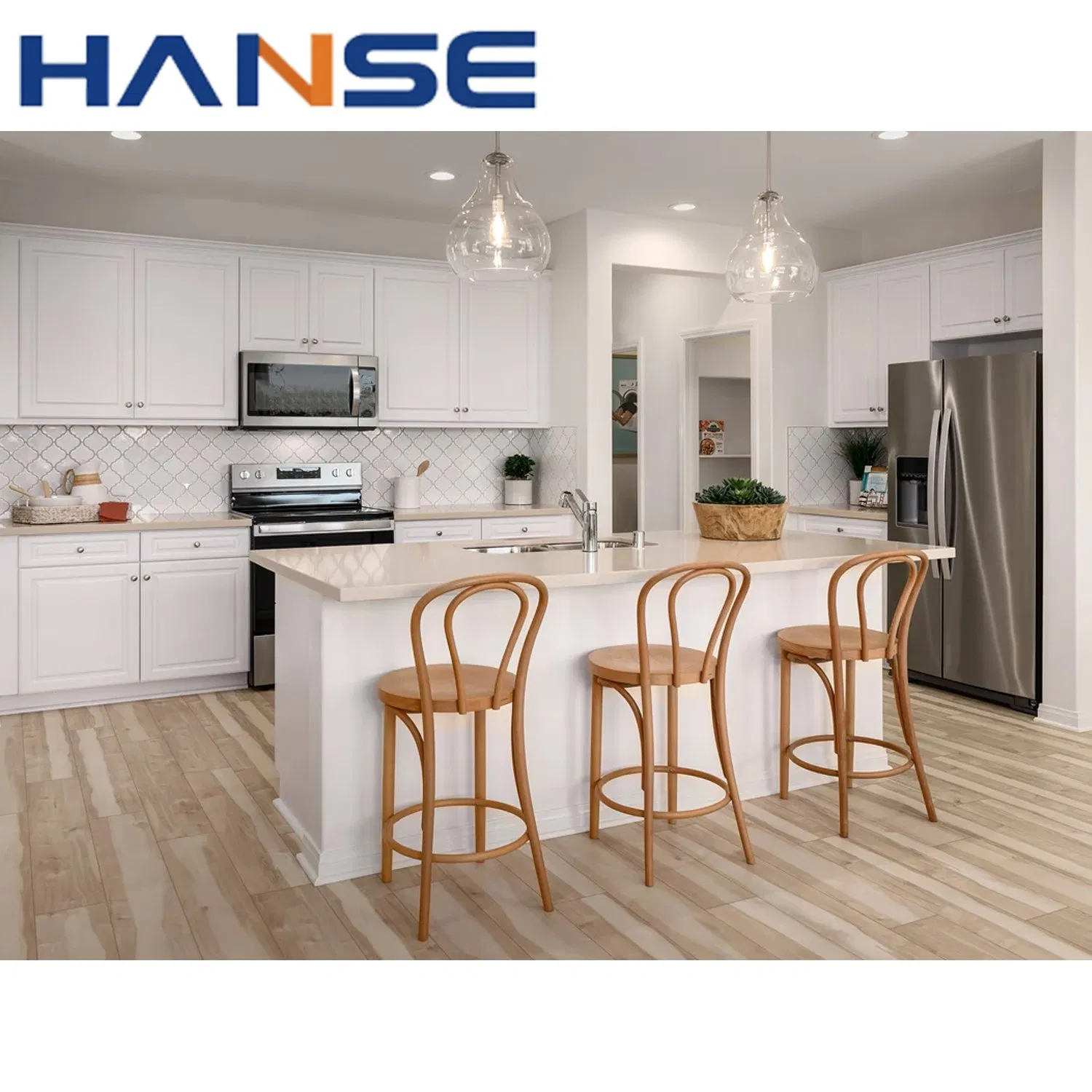 Hanse Modern Modular Customized Lacquer Mat Finish Handleless Quick Delivery Furniture Kitchen Cabinets