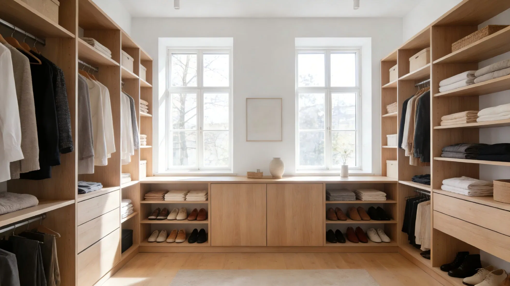 Melamine Faced MDF Walk-in Closet Cabinet System with Modular Design