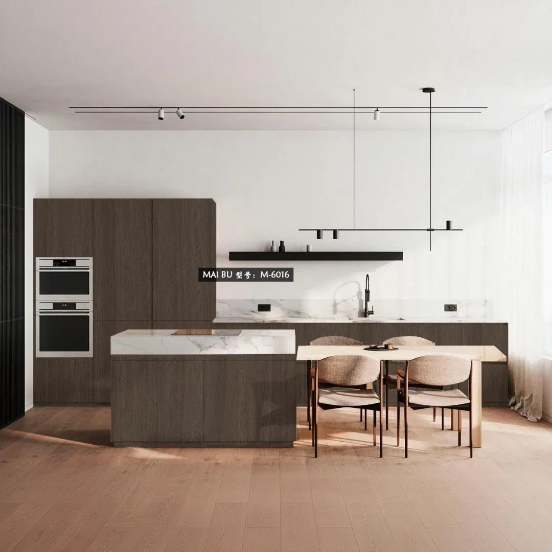 Custom Kitchen Cabinets Made From Chipboard with Melamine Finish in Modern Style Featuring Matte Effect and Environmentally Friendly Materials