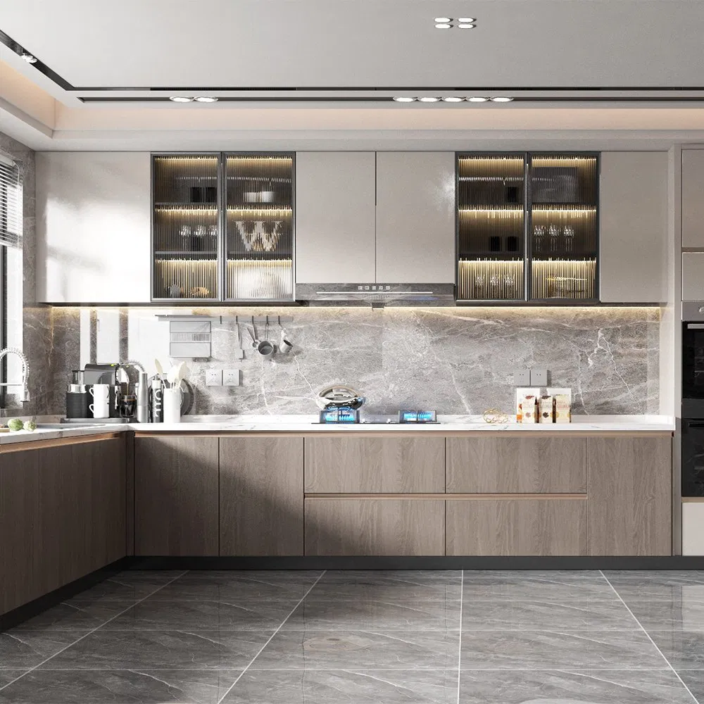 Affordable Custom Furniture Used Small Full White L Shaped Melamine Kitchen Cabinets