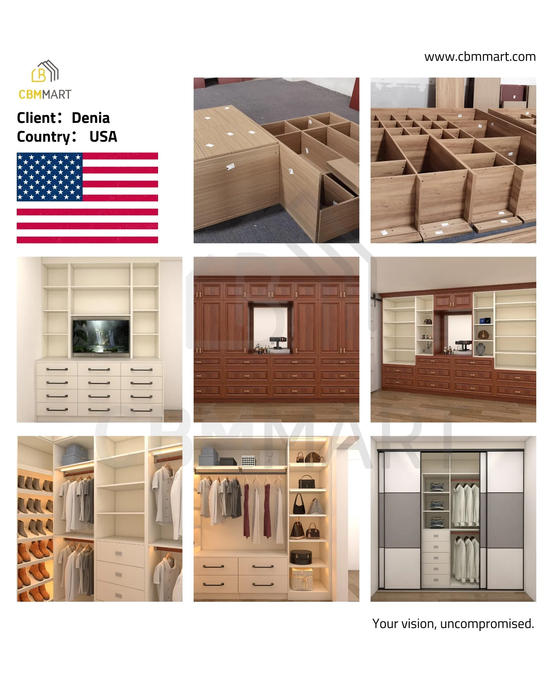 Cbmmart Modern Minimalistic Style Designs Small Complete Custom Bathroom Home Furniture L Shaped Melamine Unit Cabinet Kitchen with Sink J Handle