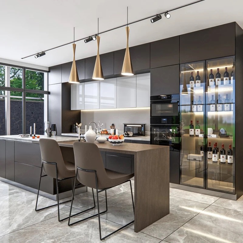 White Lacquer High Gloss Modern Kitchen Cabinet Set Countertop Oven Stove Kitchen Cabinet