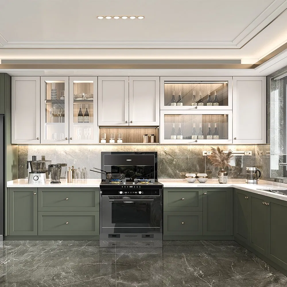 Affordable Custom Furniture Used Small Full White L Shaped Melamine Kitchen Cabinets