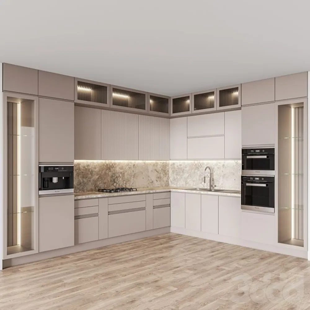 Custom Modern Kitchen Cabinet High Gloss Lacquer Kitchen Cabinet Modular Kitchen Cabinet with Island Solid Wood Kitchen Cabinet