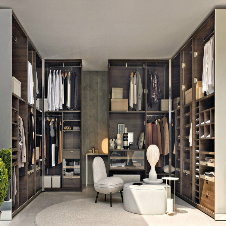 Sliding Door System Plastic LEDs Wardrobe with Box