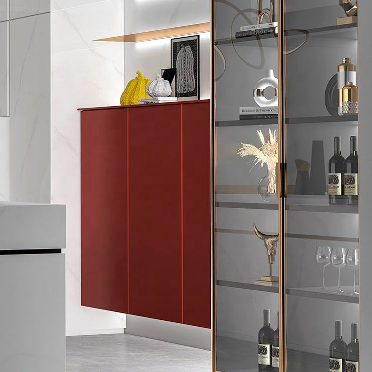 Modern Handleless Furniture Smooth Finshes Island Design Stainless Steel Luxury Kitchen Cabinets