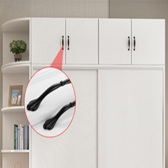 Modern Sliding Door Wardrobe with Brown Wood Grain and Multi-Functional Storage System