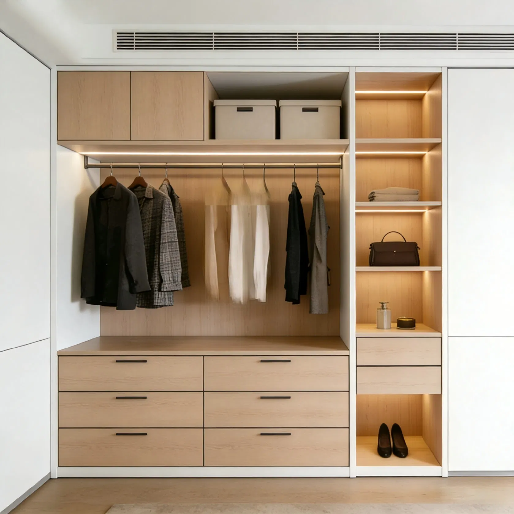 High Quality Built-in Wardrobe System for EU Residential Furniture Projects
