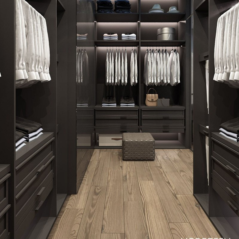 Factory Custom Home Hotel Wall Built in Closet Systems Modern Bedroom Aluminium Alloy Walk in Wardrobe Closet with Glass Sliding Door