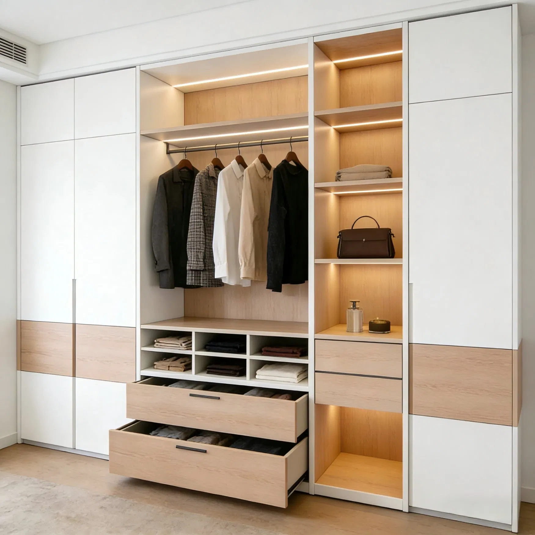 High Quality Built-in Wardrobe System for EU Residential Furniture Projects