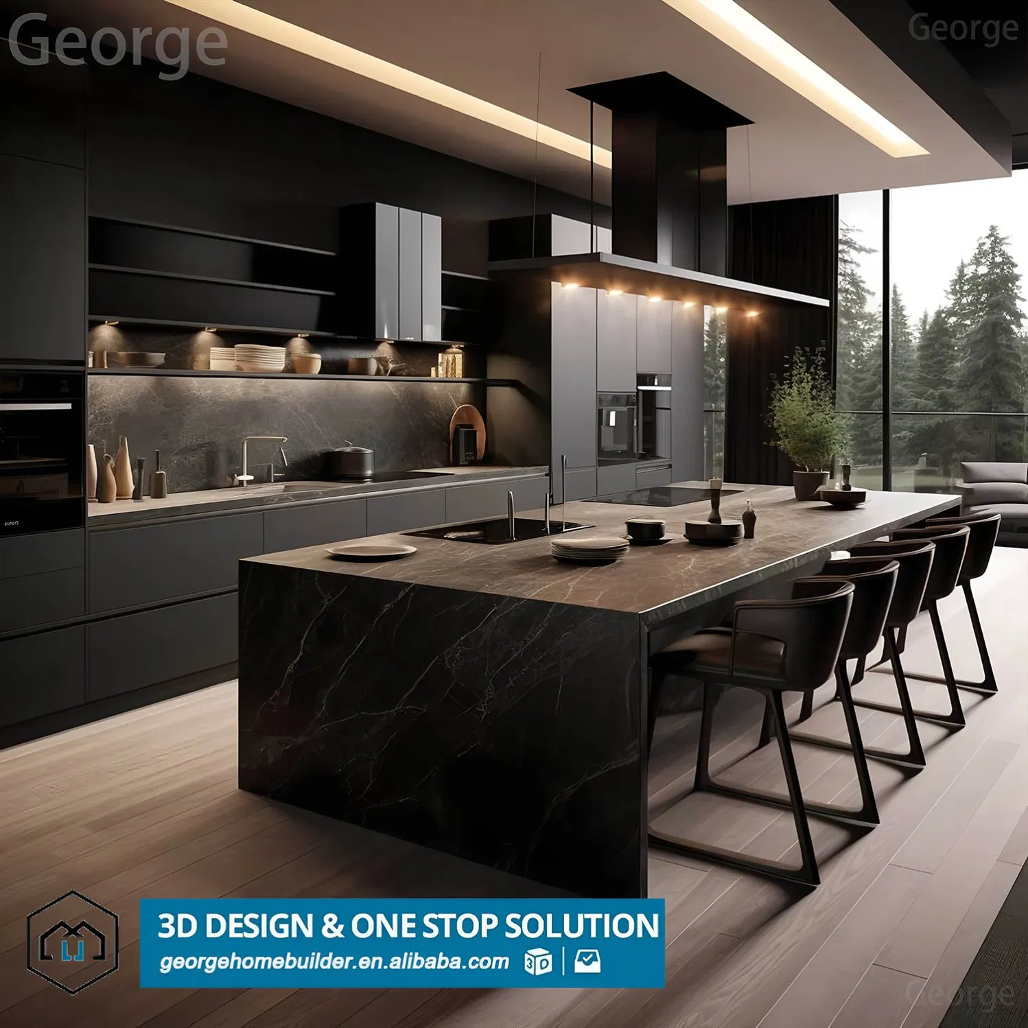 Modern Luxury Kitchen Furniture Islands Whole House Custom Wood Kitchen Cabinet