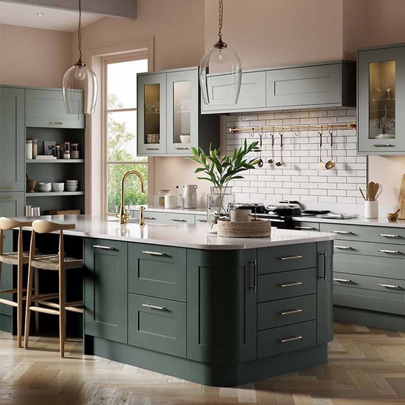 Custom Wooden Kitchen Cabinets American Style Shaped Doors Modular Melamine Cabinets