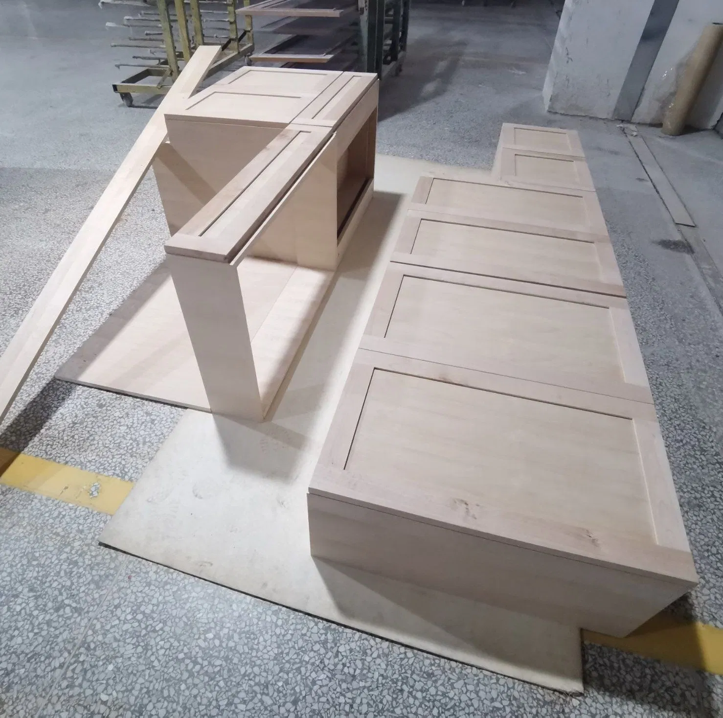 China Factory Handleless Light Gray Glossy Storage Cabinets Kitchen Furniture