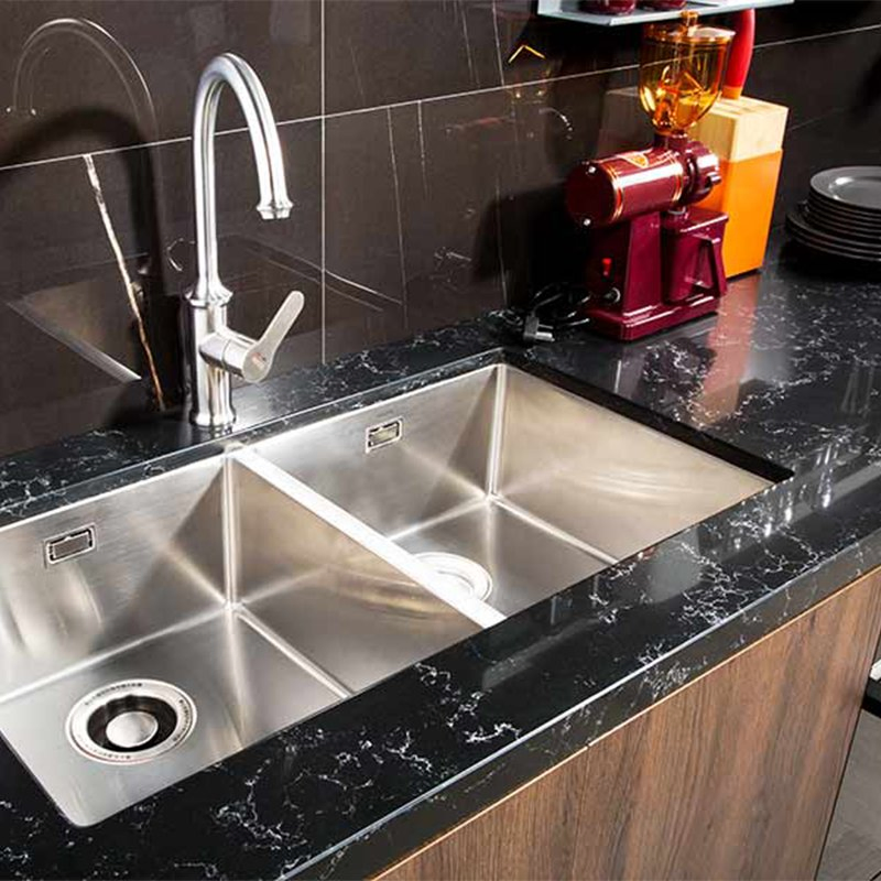 Contemporary L-Shaped Kitchen Cabinets with Durable PVC Finish