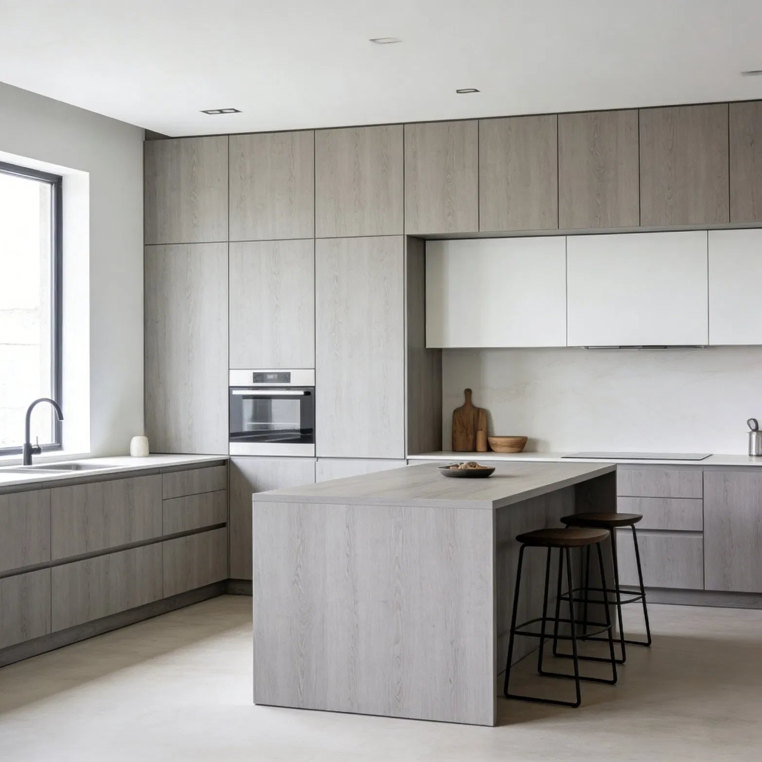 Custom Melamine Kitchen Cabinet System with Matte Finish Options