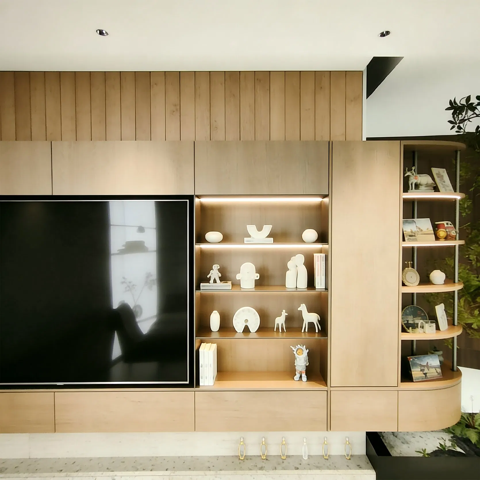 MDF TV Cabinet with Storage Cabinets for Living Room