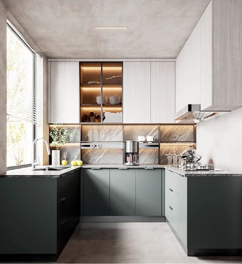 Custom Furniture Prefabricated Complete Modular Handleless Modern Rta Kitchen Cabinet Luxury