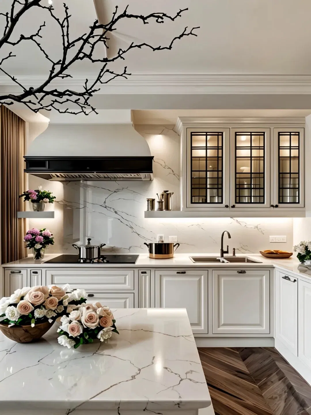 Customized Wholesale Wood Color Modern Modular Handleless Design Kitchen Cabinet