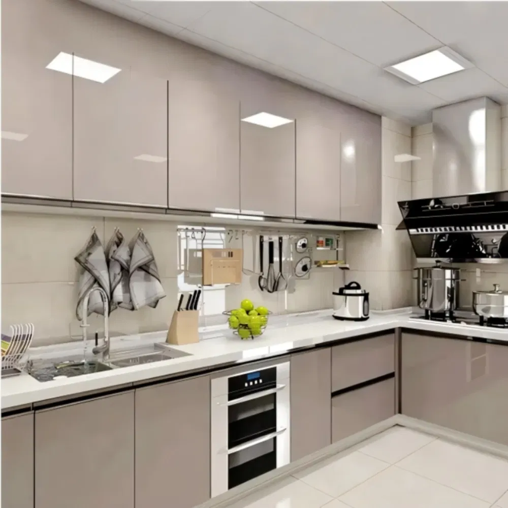 Custom Modern Kitchen Cabinet High Gloss Lacquer Kitchen Cabinet Modular Kitchen Cabinet with Island Solid Wood Kitchen Cabinet