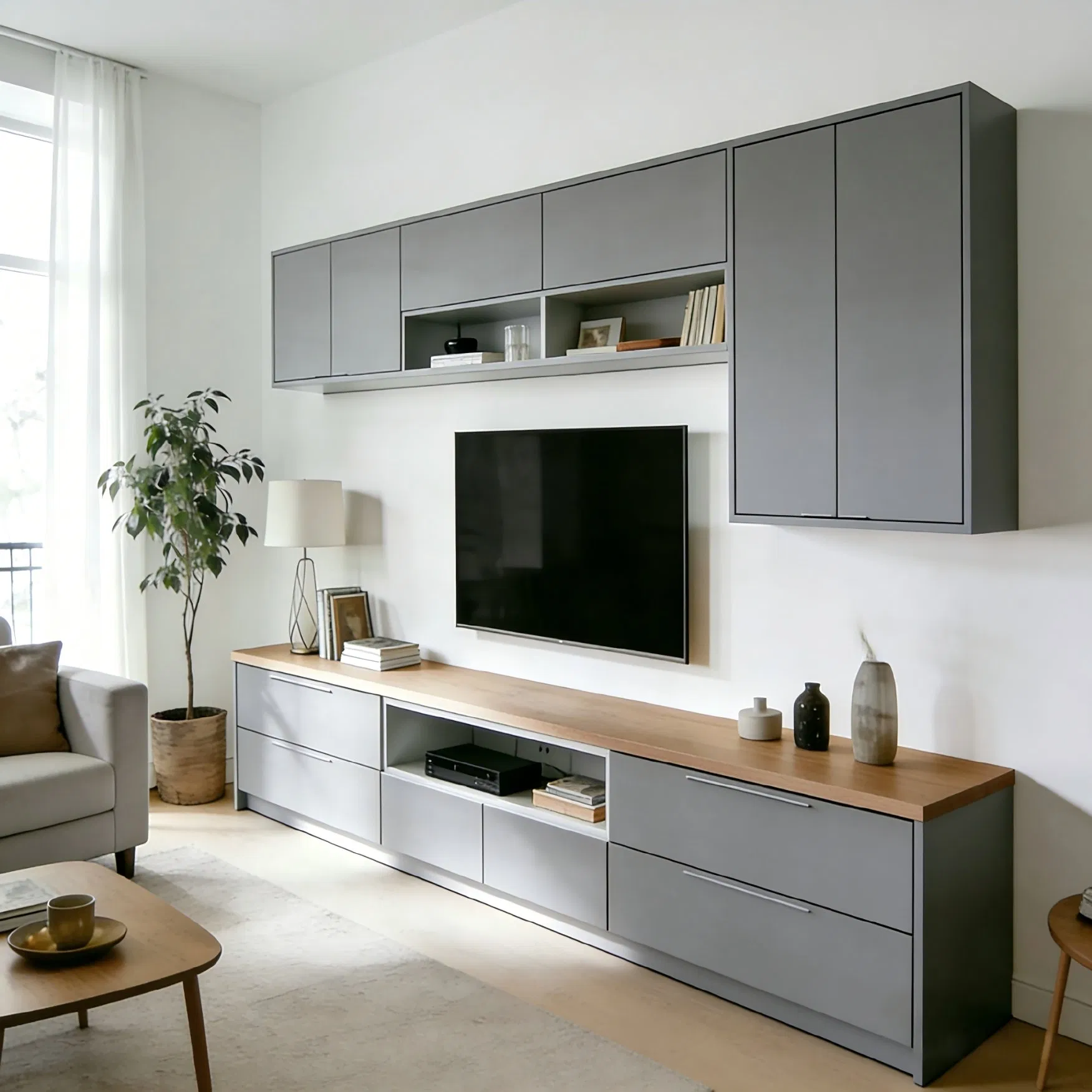 Multi Storage TV Cabinet Media Console with Drawers and Shelves