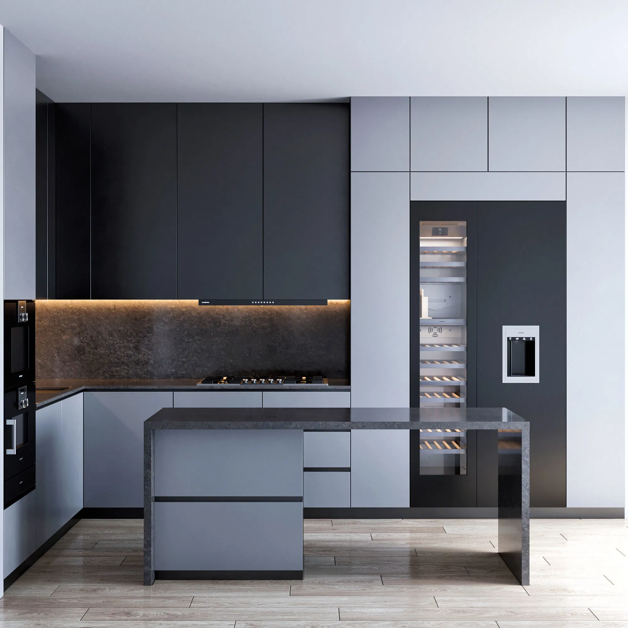 PA Customized Free Lacquer Mat Finish Handleless Quick Delivery Furniture Kitchen Cabinets