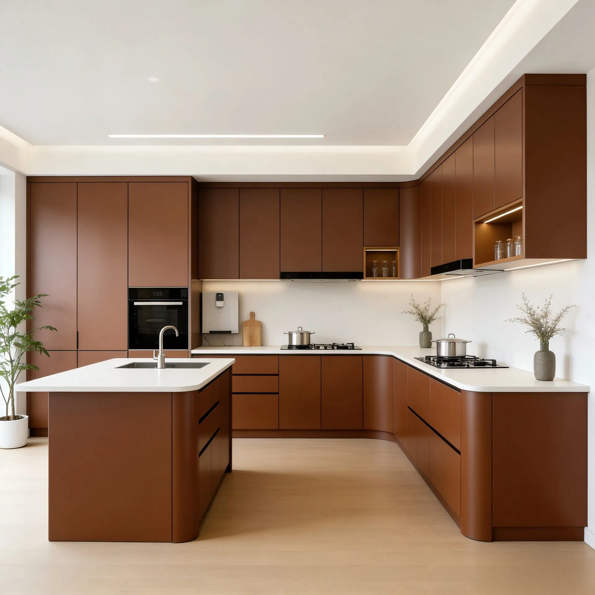 Modular Wholesale Anbangni Flat Pack / Assembled (Export Standard) Handleless Kitchen Cabinet Manufacturer