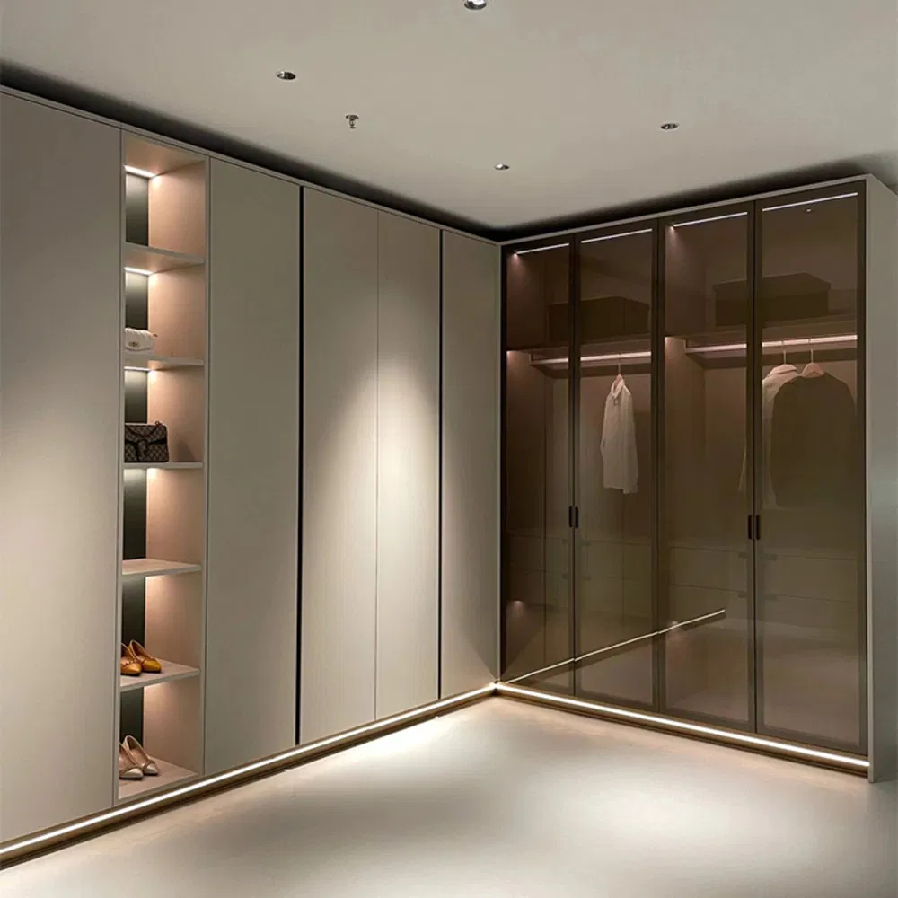 Complete Modular Wardrobe Closet System Custom Wooden Bedroom Furniture with Sliding Doors Hanging Rods Drawers and Shelves Wardrobe