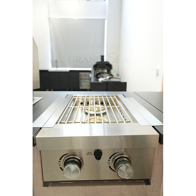 L Shaped Pink Modern Outdoor Stainless Steel Kitchen Cabinets with Stove