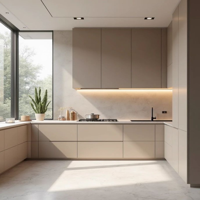 Stylish Matte Melamine Finish for Contemporary Kitchen Cabinets