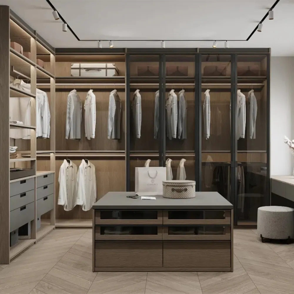 Modern Cabinet Wardrobe with Mirror Hinged Door Cheap Wholesale Furniture