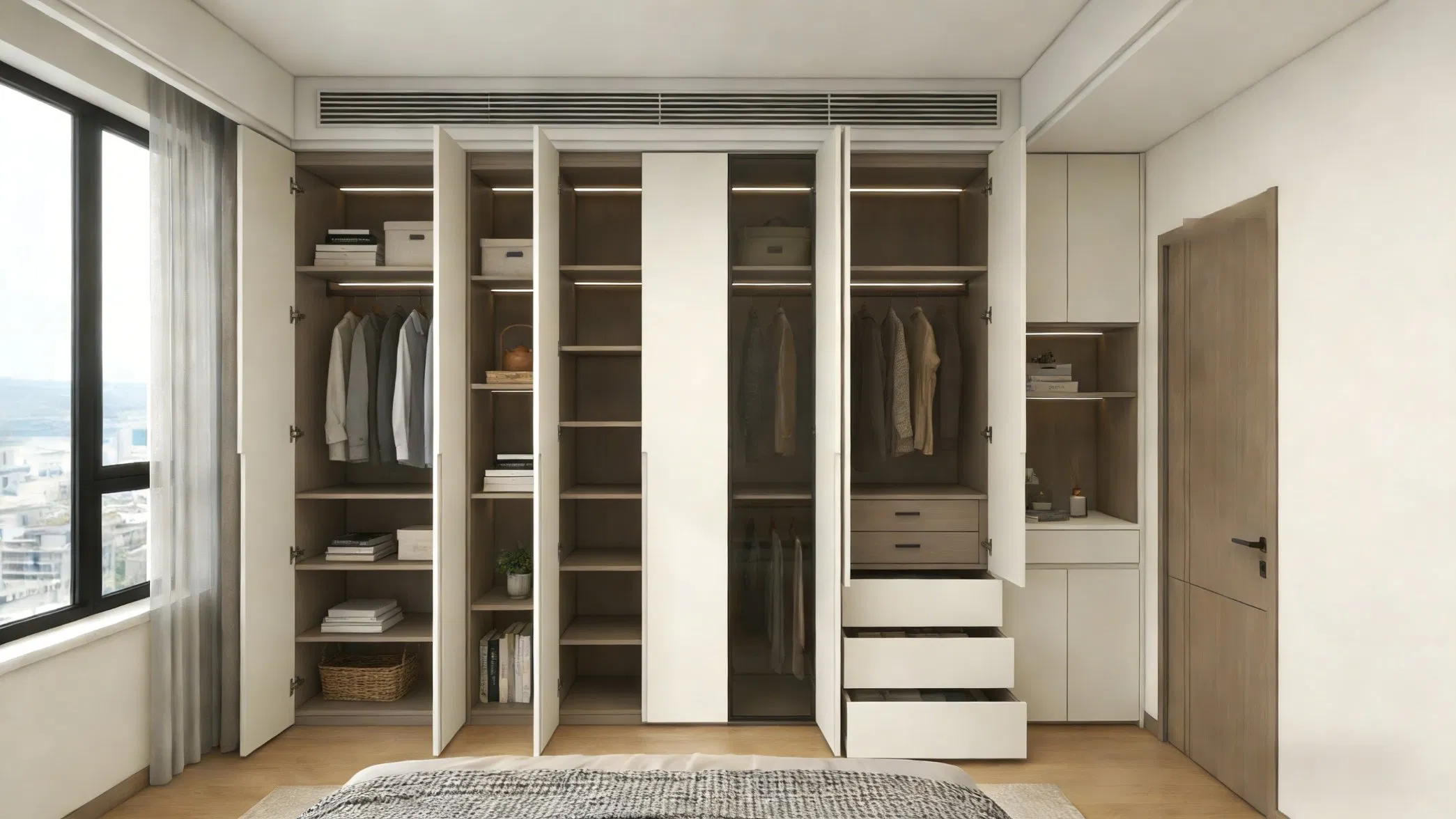 Modular Wardrobe System for Bedroom Custom Size MDF Furniture