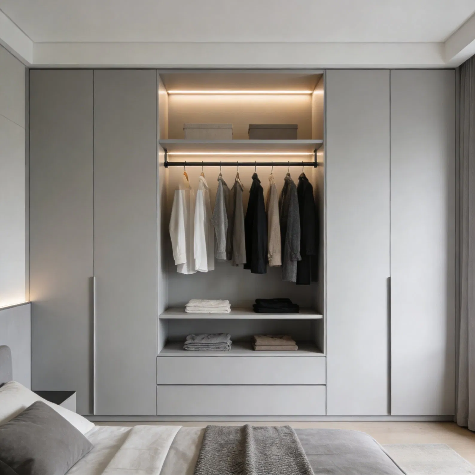 Modular Wardrobe Closet System with Flexible Interior Storage