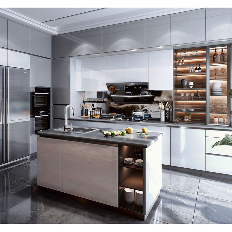Custom Design Unit with Lacquer Door for Home Furniture Modular Modern Kitchen Cabinet