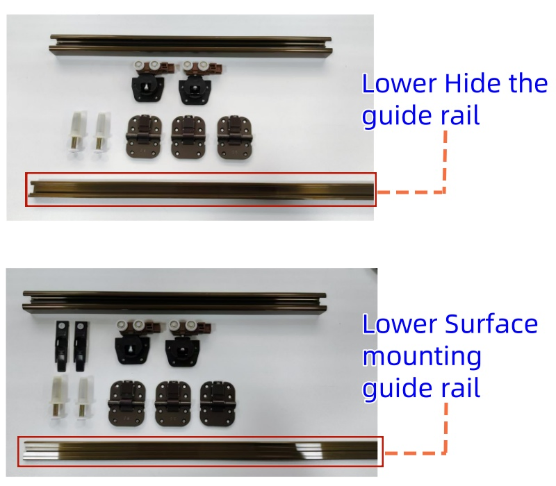 18mm Thickness Partition Hidden Sliding Folding Bifold Wooden Door Wardrobe Door Hardware System Fitting Kit with Spring Hinge