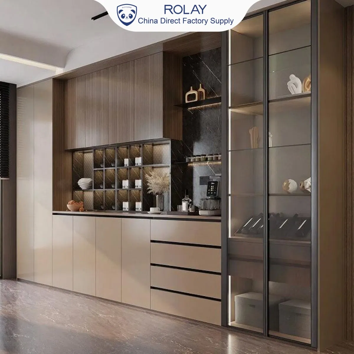 Prolonged Use Stability Hygienic Surface Treatment Modular Kitchen Cabinet System