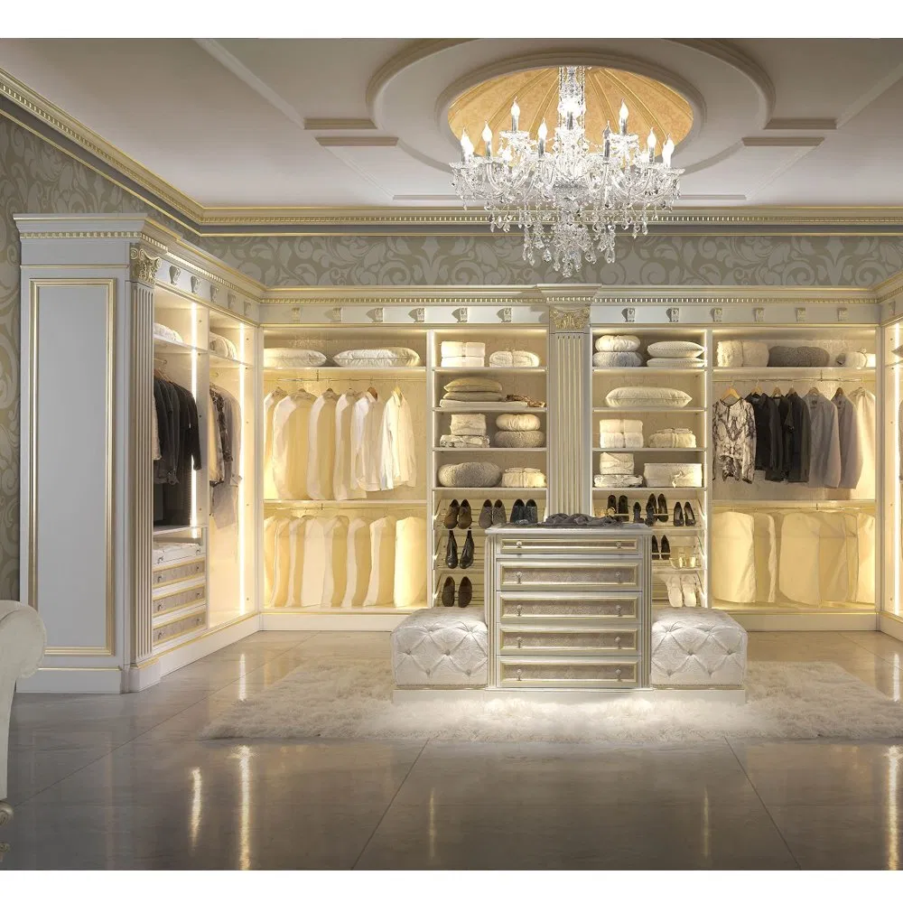 Luxury Hotel Furniture Walk in System Organizer Clothes Cabinet Custom Bedroom Walk in Closet Wardrobe
