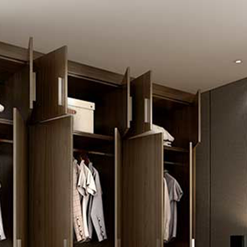 Contemporary Wood Grain Melamine Wardrobe with Spacious Hinged Doors