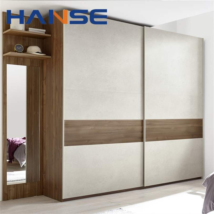 Custom Size Home Furniture Bedroom Modern Built in Portable Wooden Sliding Door Closet System Wardrobe