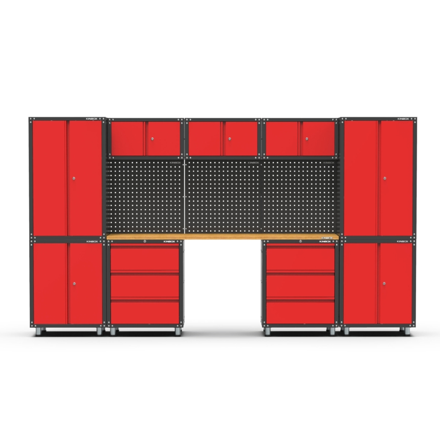 Modular Kinbox Combinations Garage Storage Unit with Base and Wall Cabinets