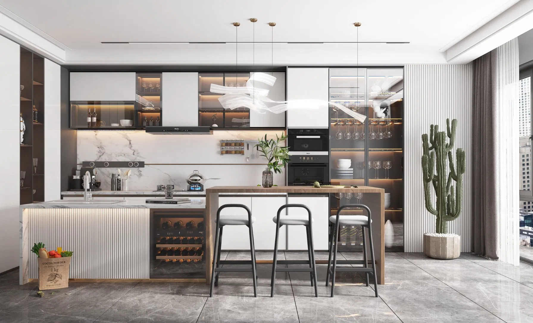 High End Free Whole House Custom Design Modern Modular Luxury L Shaped MDF Flat Pack Home Kitchen Cabinet