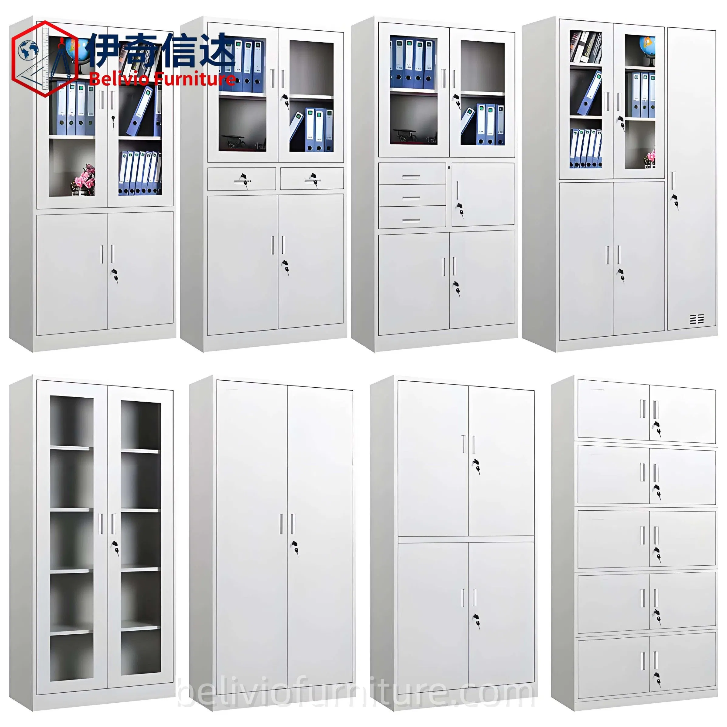 Lockable Steel Cabinet with Adjustable Shelves Multi Layers Metal Filing Cabinets Storage Cupboard Office File Cabinet